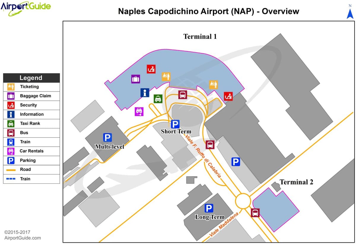 Karta över neapels flygplats terminal
