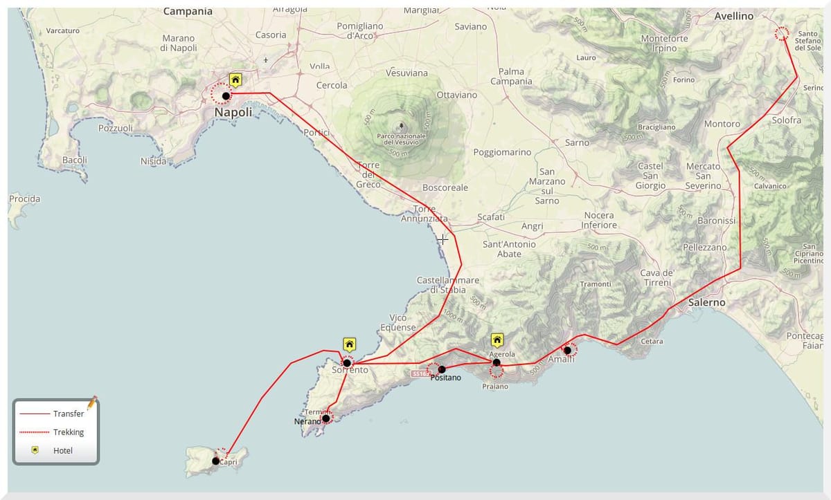 Karta över neapel italien rundvandring