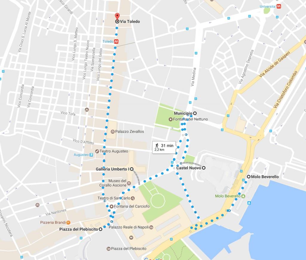neapel rundvandring karta