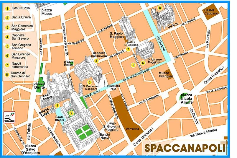Karta över spaccanapoli neapel